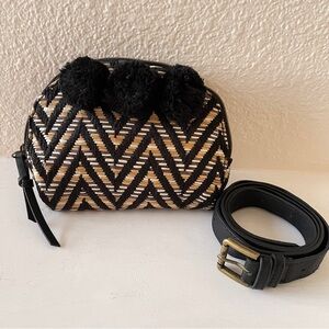 Rattan Poms Belt Bag Fanny Pack